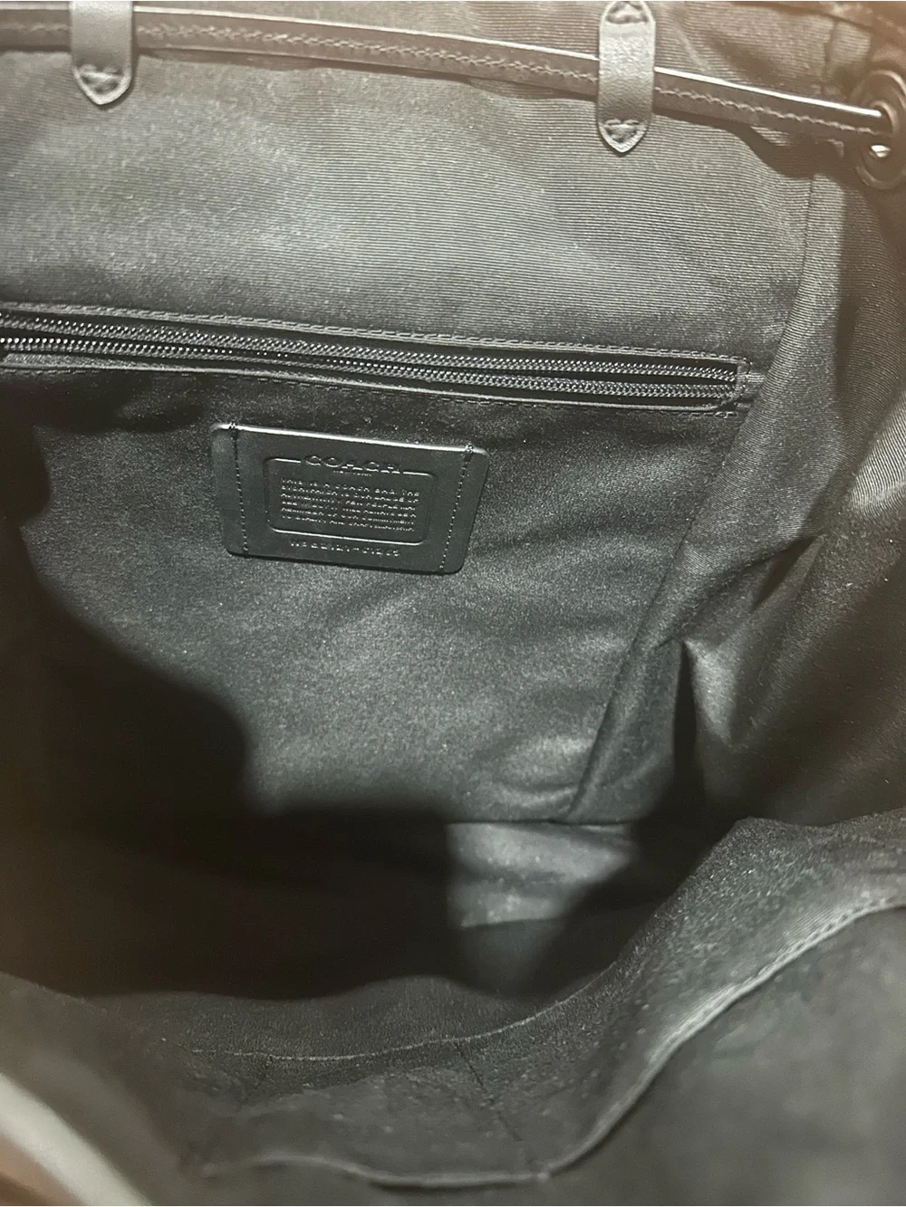 Coach Black Leather Men's Backpack with Front Pockets